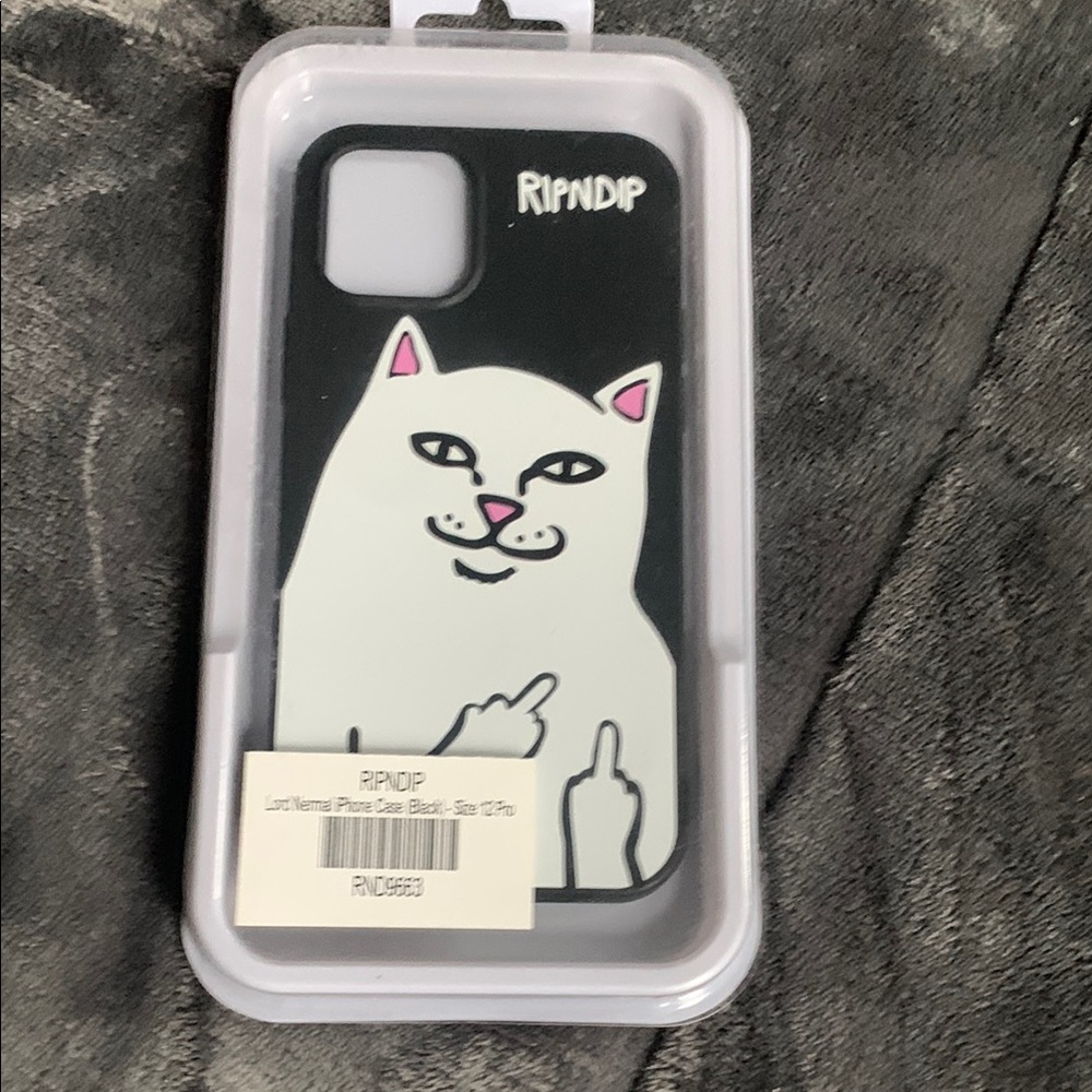 RIPNDIP Black Phone Case with Cat Design